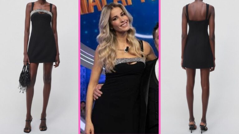 Elena Santarelli al GialappaShow fa il botto col vestitino di cristalli