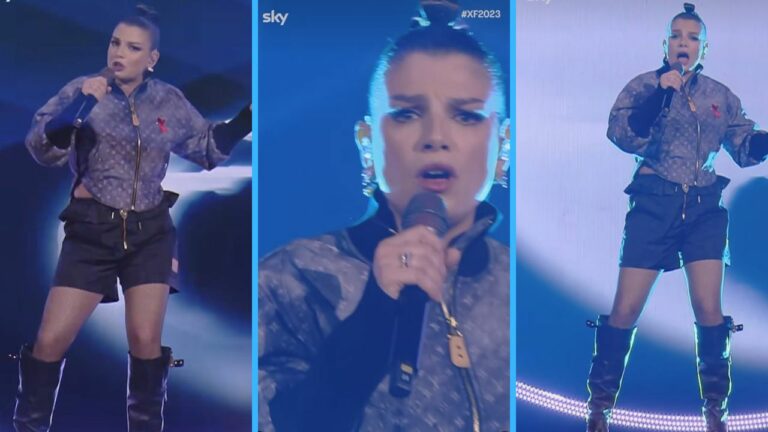Emma infiamma il palco di XFactor col bomber più cool della stagione