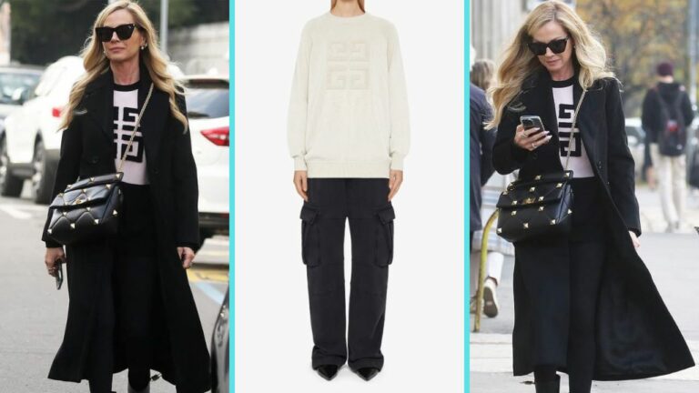 Federica Panicucci è chicchissima e tutta firmata anche per una passeggiata