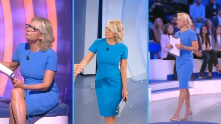 Maria De Filippi sbaraglia la concorrenza col vestito celeste firmato Beckham