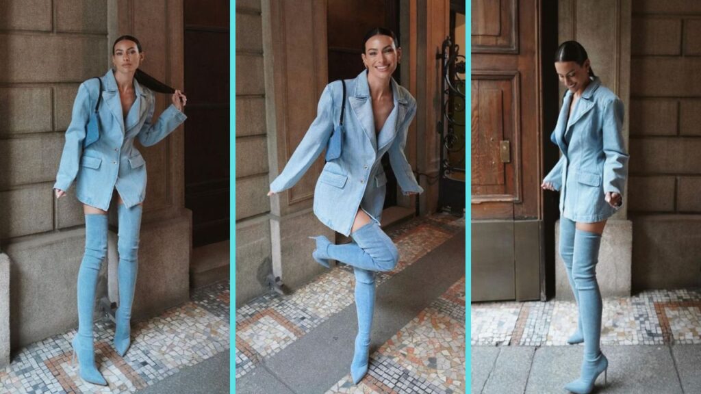 Paola Turani sceglie gli stivali in denim per diventare un’icona della MFW