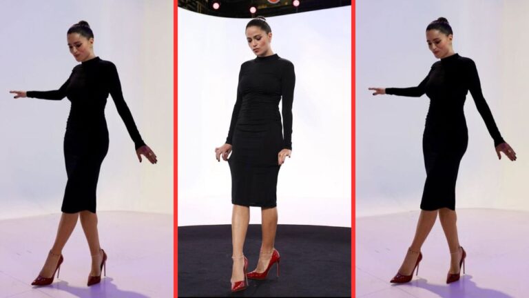 Veronica Gentili sembra Eva Kant grazie al bellissimo tubino black