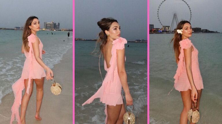 Angela Caloisi col vestito di volant sembra la Venere del Botticelli