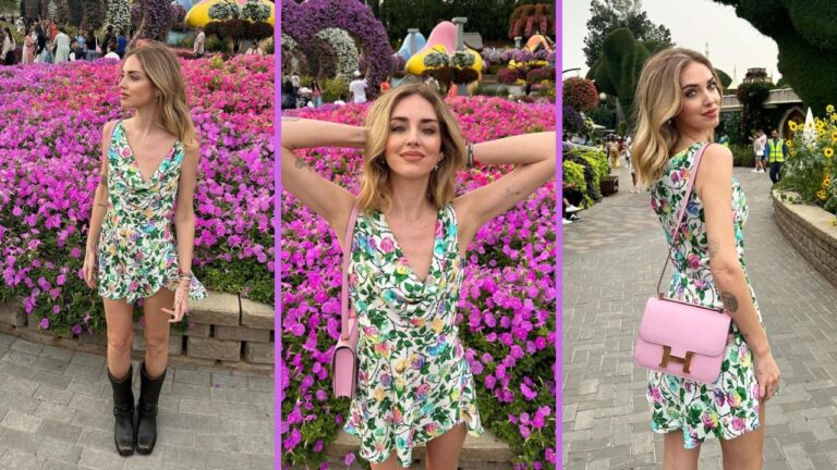 Chiara Ferragni ritrova il sorriso a Dubai con l’abito Roses