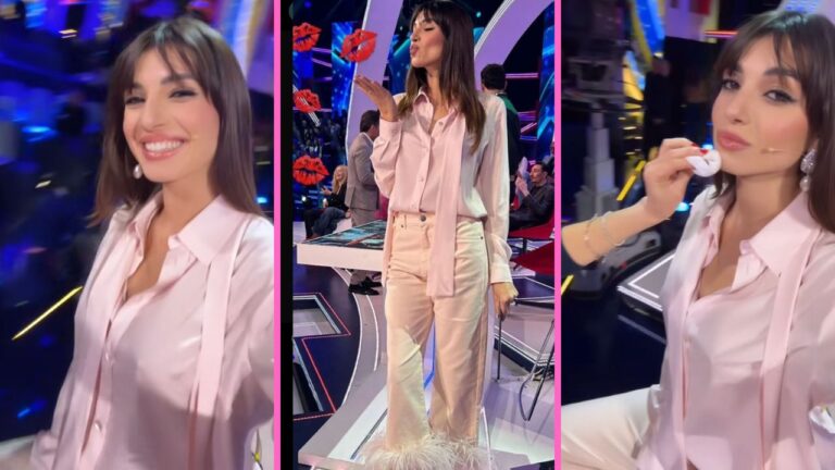 Al GF Rebecca Staffelli è super casual con l’accoppiata jeans e camicia